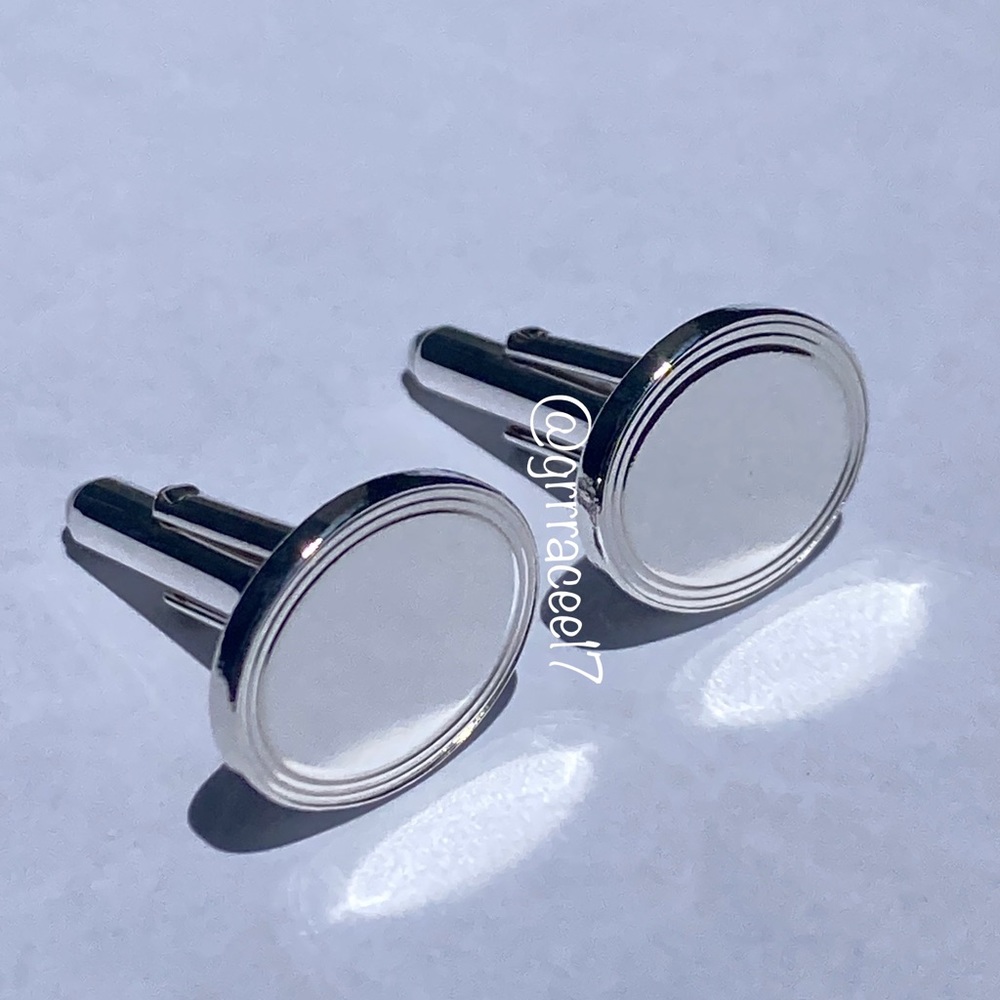 AUTH Tiffany & Co Engine-turned Oval cuff links